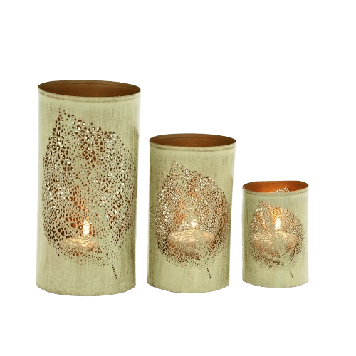 IRON CANDLE VOTIVE SET OF 3 (PATINA)